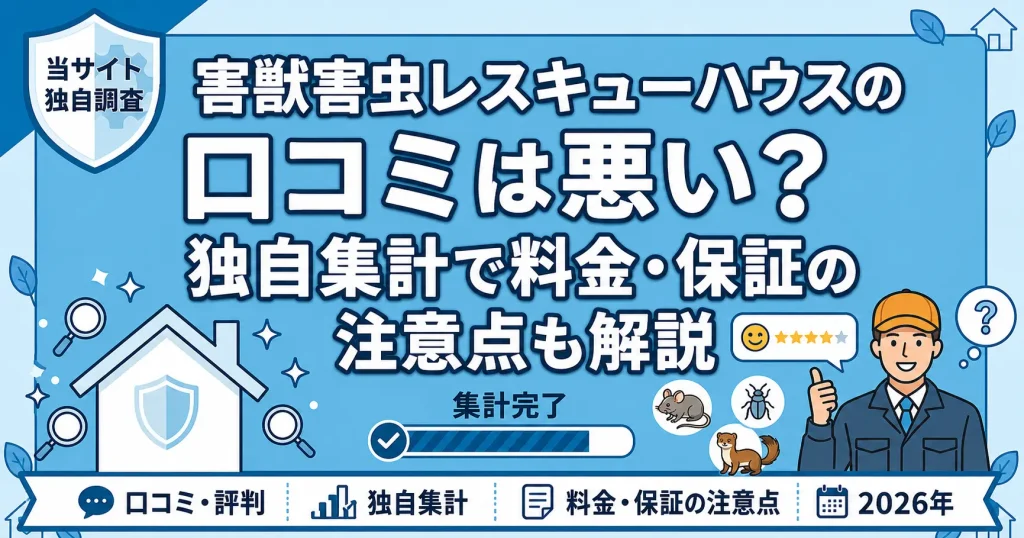 害獣害虫レスキューハウスの口コミは悪い？独自集計で料金・保証の注意点も解説
